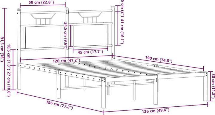 Image du produit vidaXL Bettgestell (120 x 190 cm)