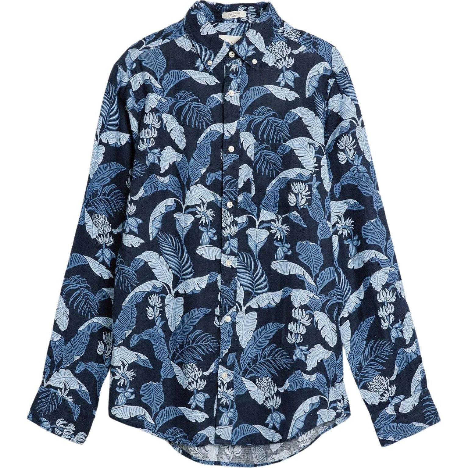GANT, Herren, Hemd, Leinenhemd, Blau, (M)