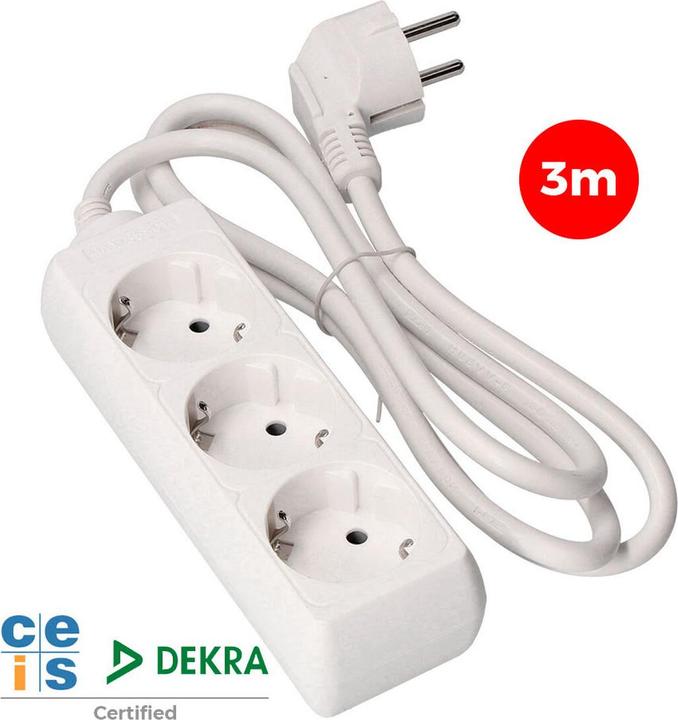 Produktbild EDM Steckdosenleiste mit 3 Steckdosen ohne Schalter 41033 Schuko (3 m) (3 x, 3 m)