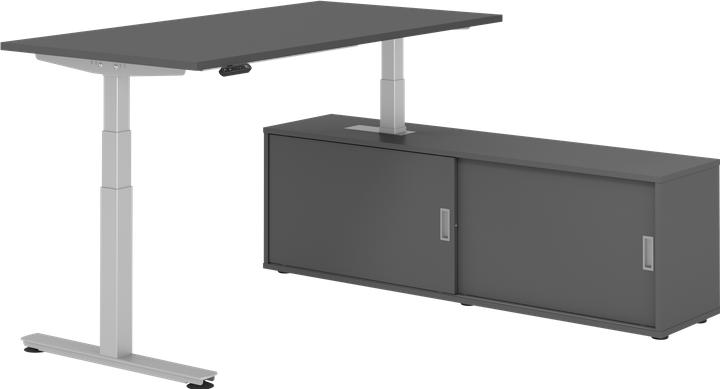 Immagine prodotto Hammerbacher Sitz-Steh Kombi 160x80cm, Graphit/Silber