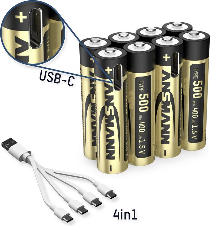 Produktbild Ansmann 1311-0031 Micro (AAA)-Akku Lithium 400 mAh 1.2 V 8 St. (8 Stk., AAA, 400 mAh)
