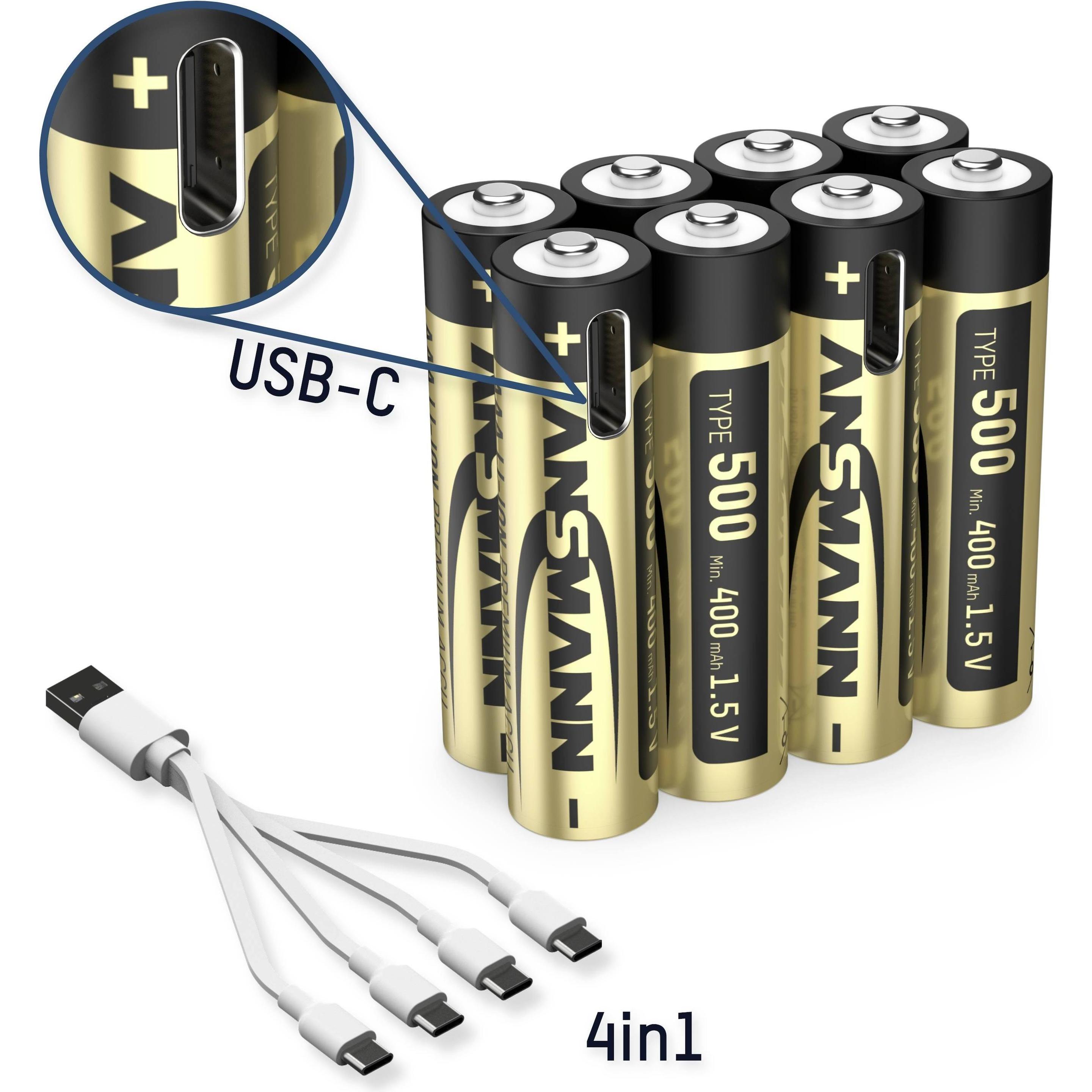 Ansmann 1311-0031 Batteria al litio ricaricabile micro (AAA) 400 mAh 1,2 V 8 pz. (8 pz., AAA, 400 mAh), Batterie + pile