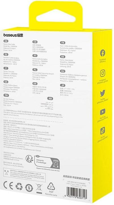 Productafbeelding Baseus Gem USB A naar USB C snellaadkabel 1 m 100 W blauw (1 m, USB 3.0, 100 W)