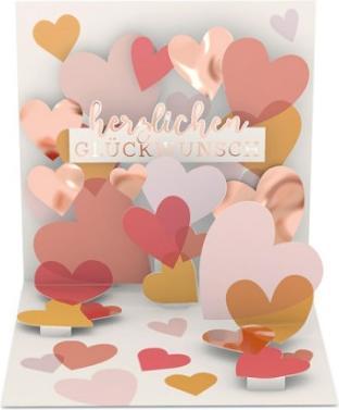 Produktbild Pop-Up Karte - Herzen - Herzlichen Glückwunsch