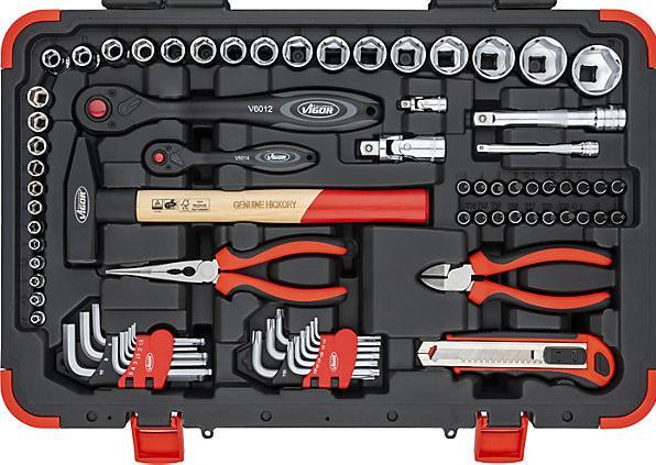 Productafbeelding Vigor Gereedschapskist V4 incl. gereedschap, sleutelmaat 3 - 32 mm, 95 onderdelen (95 onderdelen)