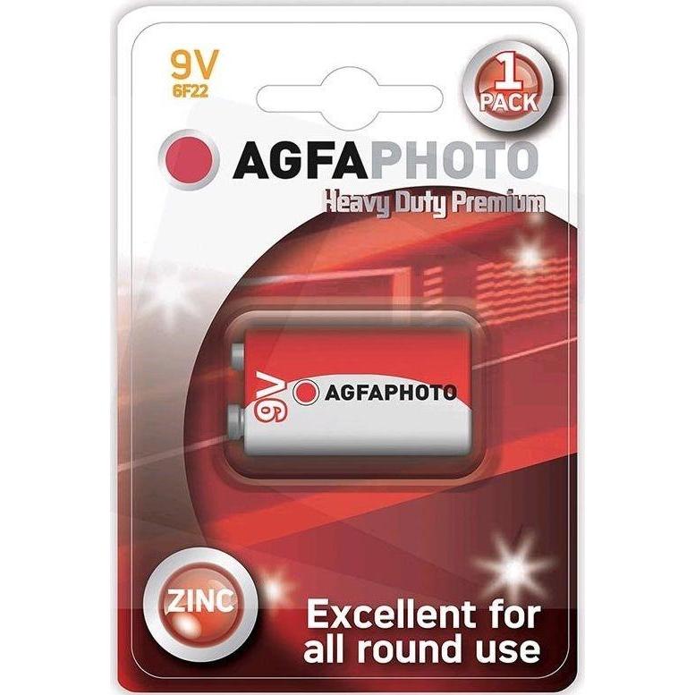 AGFAPHOTO Batteria Heavy Duty 6F22 9V foglio/1pz zinco (1 pz.), Batterie + pile