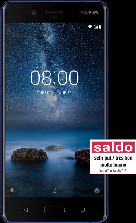 Produktbild Nokia 8 (64 GB, Tempered Blue, 5.30", Hybrid Dual SIM, 13 Mpx, 4G)