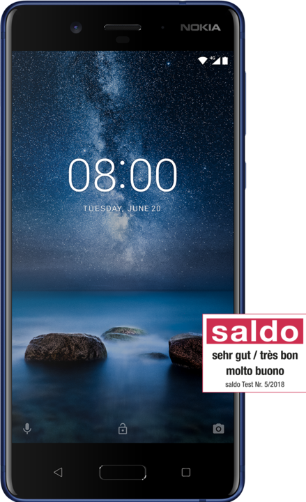 Produktbild Nokia 8 (64 GB, Tempered Blue, 5.30", Hybrid Dual SIM, 13 Mpx, 4G)