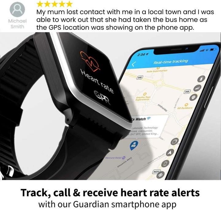 Produktbild CPR Guardian Persönlicher Alarm mit SOS-Taste, GPS-Tracker, Zwei-Wege-Anrufe, Herzfrequenzmesser