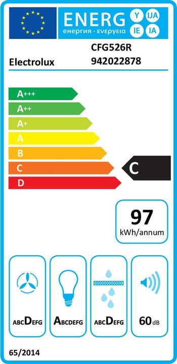 Label énergétique Electrolux tvaika nosūcējs 54cm CFG526R CFG526R (7333394127323)