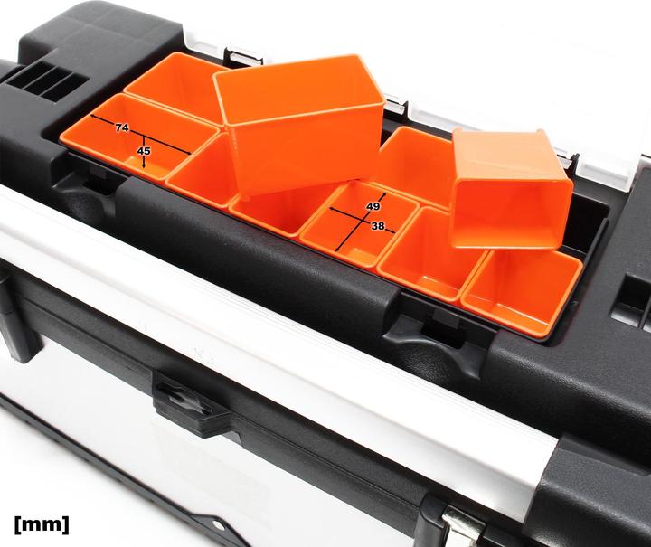 Produktbild Wiltec Werkzeugkoffer 50,5x23,5x25,5cm Werkzeugkiste Edelstahl Koffer Werkzeugträger