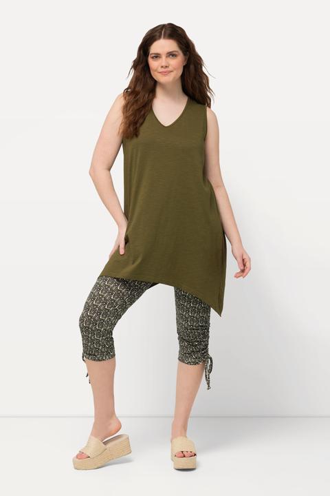 Immagine prodotto Ulla Popken Top dal taglio lungo e svasato in cotone biologico con orlo a punte e scollo a V (42, 44)