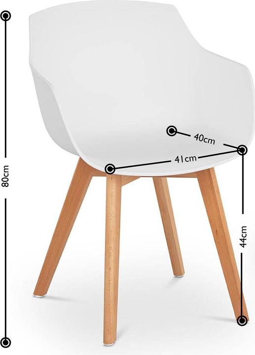 Produktbild Fromm & Starck Stuhl 2er Set Lehnstuhl weiss Kunststoff Holzbeine Buche bis 150 kg Designstuhl