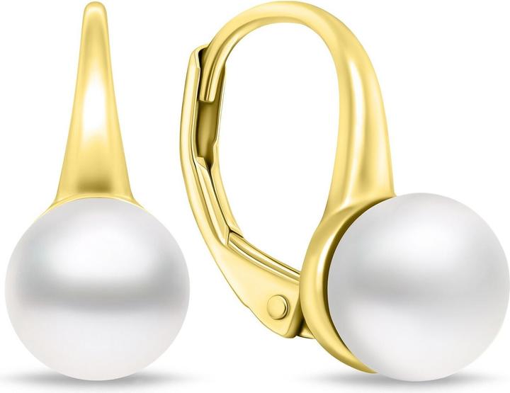 Actual product image Brilio Silver - Gold plated pearl earrings EA938Y