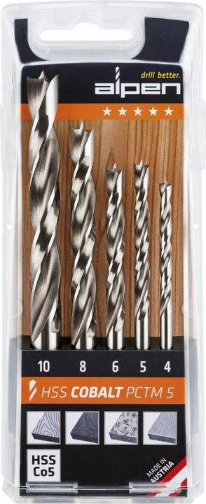 Produktbild Alpen Holzbohrer in Kunststoffkassette (10 mm, 8 mm, 4 mm, 6 mm, 5 mm)