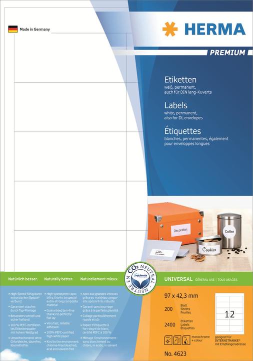 Produktbild HERMA Universal Etiketten A4