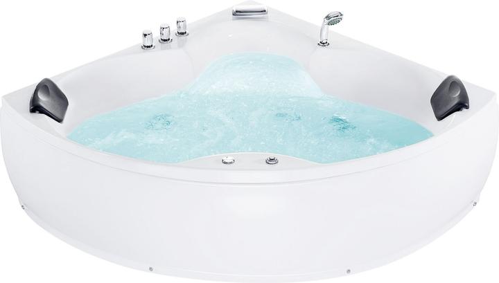 Beliani Whirlpool Badewanne weiss Eckmodell mit LED 205 x 145 cm SENADO (205 cm, 150 cm)