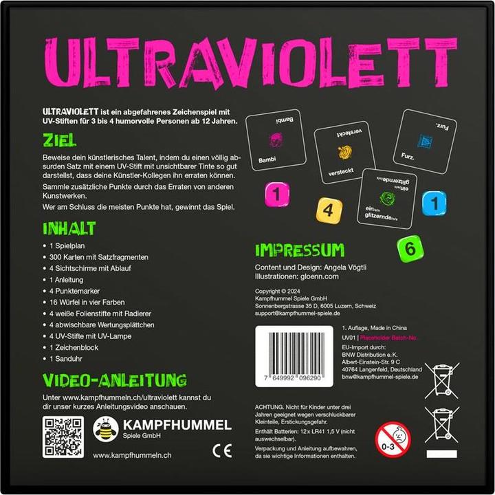 Actual product image Kampfhummel Ultraviolett - Das abgefahrene Zeichenspiel (German)