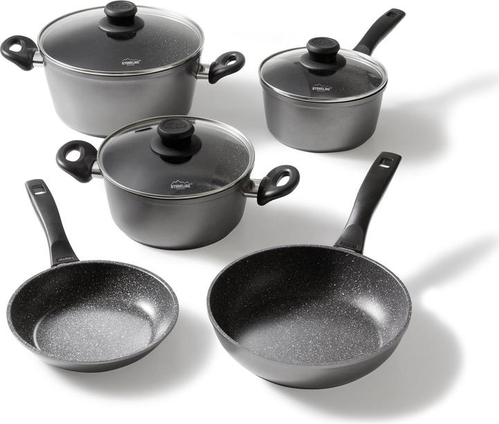 Actual product image Stoneline Set of 8 pots (Pan set + pot set, Aluminium, 24 x 6 cm)