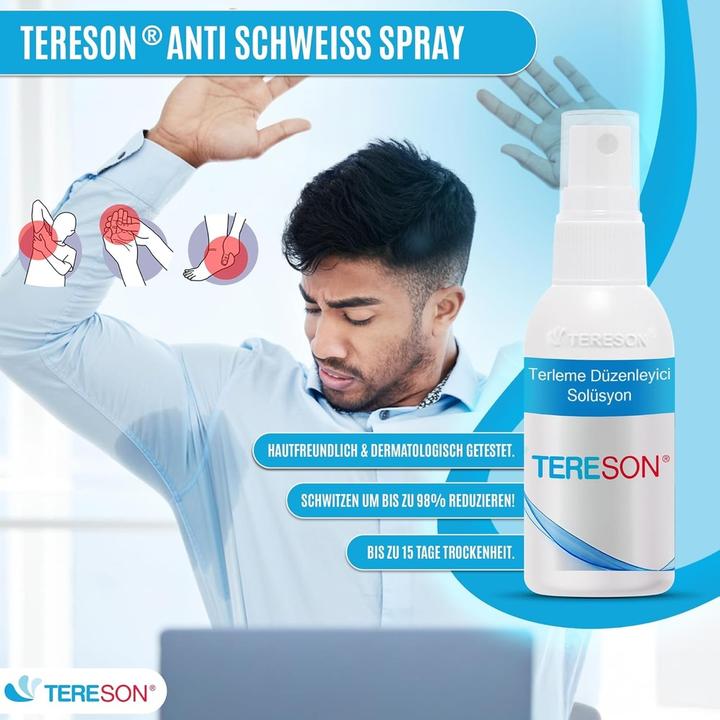 Actual product image Tereson Antitranspirant Spray 50ml, stark gegen Schwitzen an Achseln und Händen x2 (Crème, Spray, 50 ml)