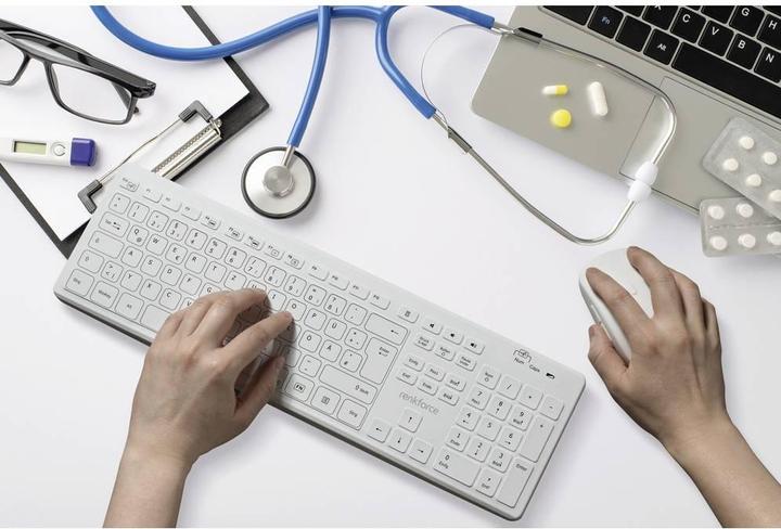 Produktbild Renkforce RF-WRK-300 Kabellos Hygiene-Tastatur Deutsch, QWERTZ, Windows® Weiss (m (DE, Kabellos)