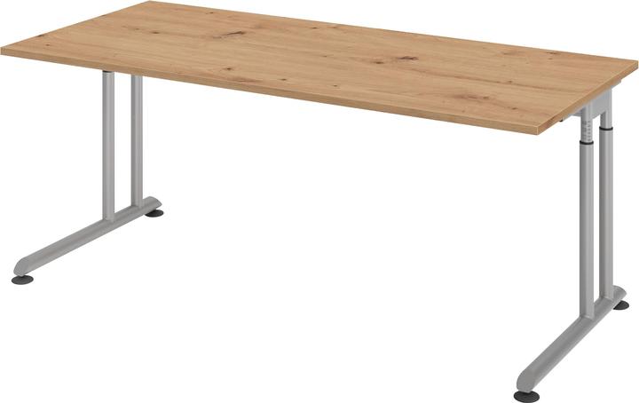 Image du produit Hammerbacher Bureau pied C 180x80cm chêne cendré/argenté