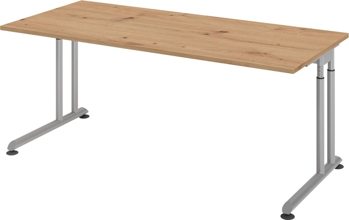 Produktbild Hammerbacher Schreibtisch C-Fuss 180x80cm Asteiche/Silber (180 x 80 cm)