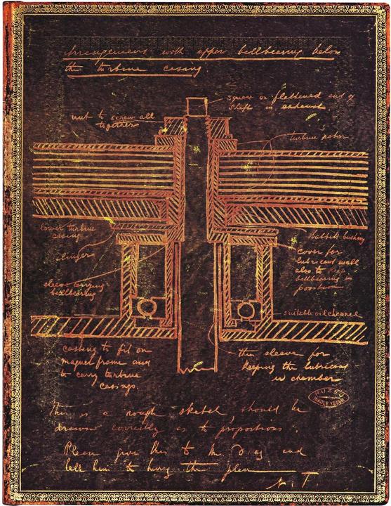 Actual product image Paperblanks Flexis Tesla, sketch of a turbineUltraLIN (Lined, Soft cover)