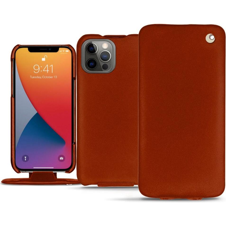 Noreve Lederschutzhülle vertikal (Apple iPhone 13 Pro Max), Smartphone Hülle, Orange