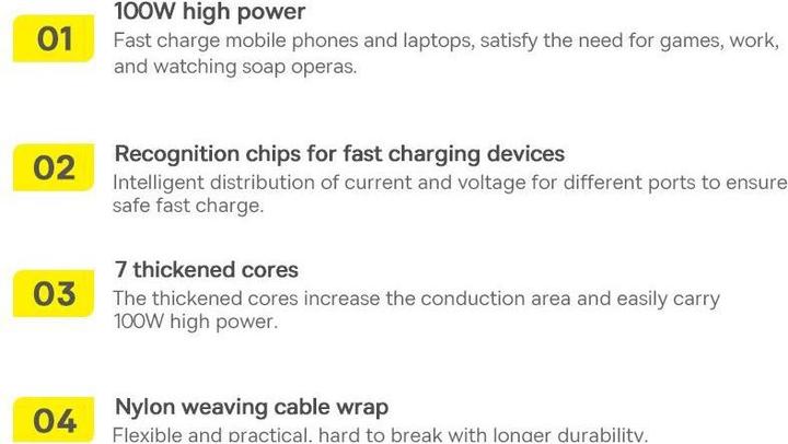 Image du produit Baseus 2in1 (1.50 m, USB 2.0, 100 W)