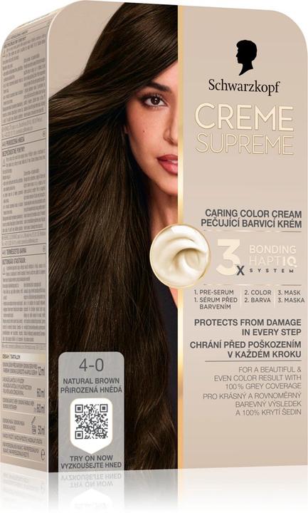 Schwarzkopf Creme Supreme Permanent Hair Dye Color 40 Natural Brown 60 Ml (Brown)