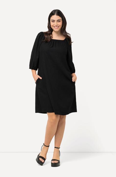 Actual product image Ulla Popken Tie Back 3/4 Sleeve Midi Dress (50, 52)