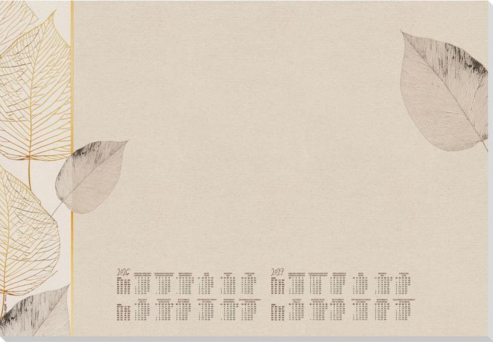 Produktbild Sigel Schreibtischunterlage Natural Leaves 2026/2027 creme Papier 59,5 x 41,0 cm, 30 Blatt (59.50 x 41 cm)