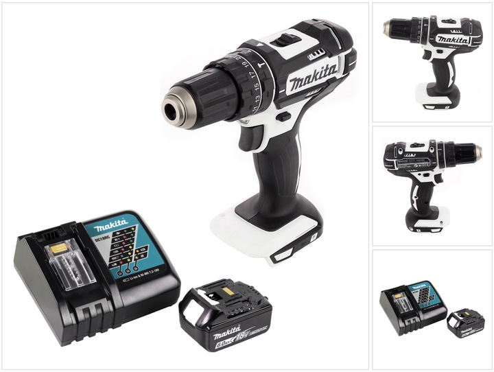 Actual product image Makita DHP 482 RG1W Battery impact drill 18 V 62 Nm + 1x battery 6.0 Ah + charger (Rechargeable battery operated)