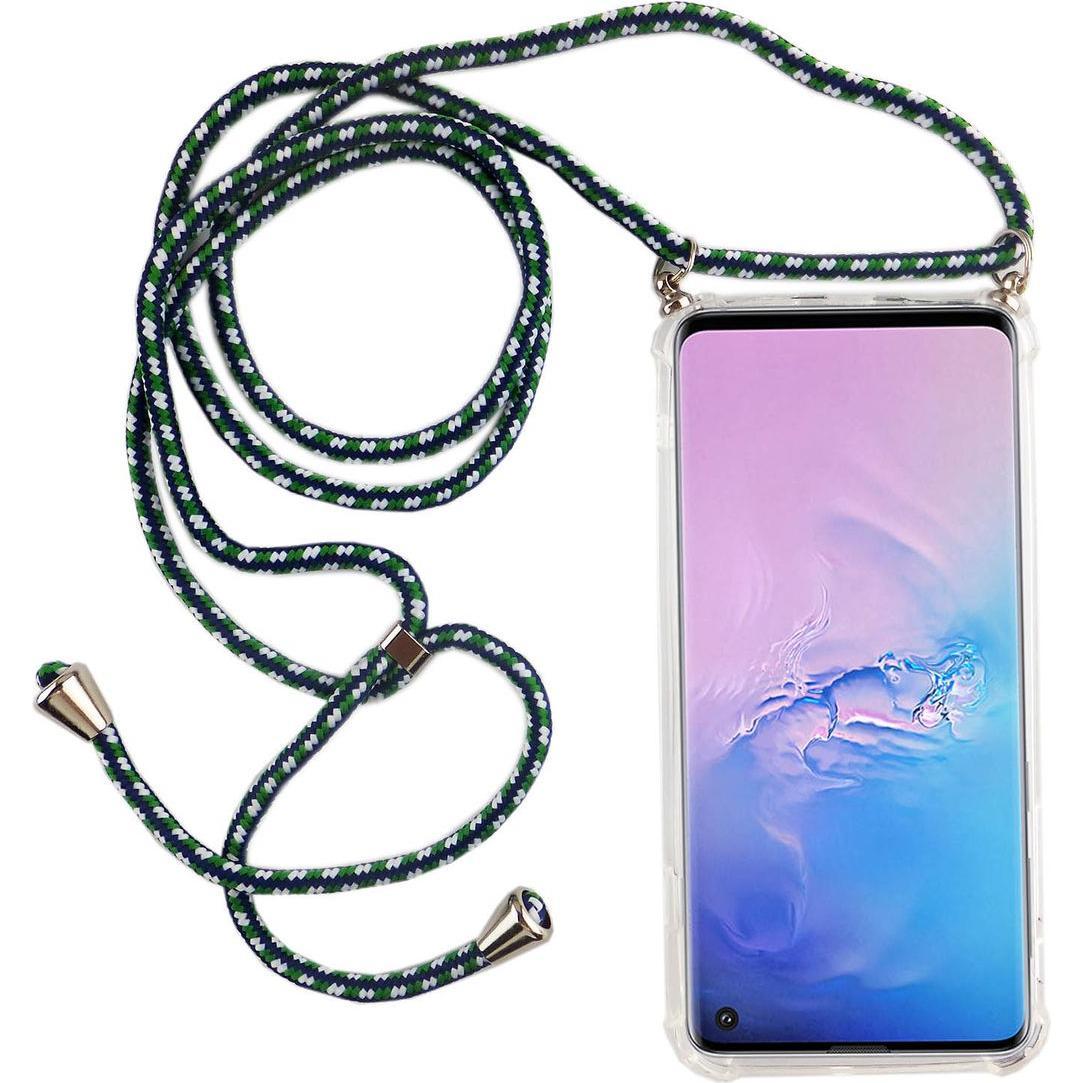 König Design Handykette für Samsung Galaxy S10 mit Band Case zum umhängen mit Kordel Grün Neu, Handykette, Transparent