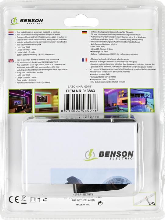 Image du produit Benson Electric Bande LED flexible couleur 3 m (RGB, 300 cm, Intérieur)
