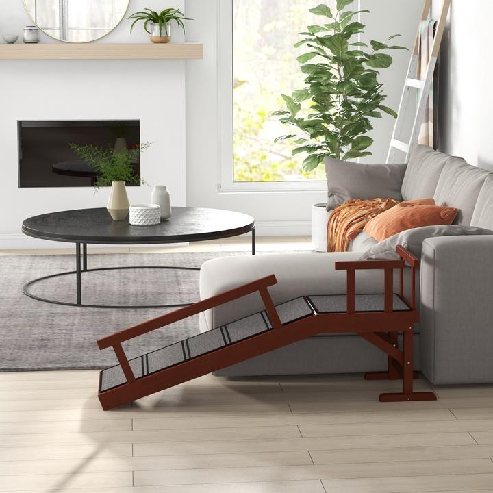 Actual product image PawHut Haustier-Rampe Kiefernholz, Polyester Braun (Dog)