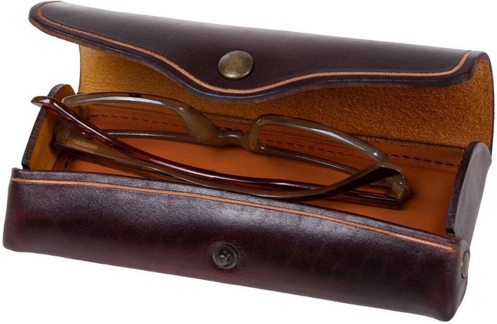Immagine prodotto Mika Astuccio per occhiali, groá, pelle di cuoio, bottone a pressione, marrone