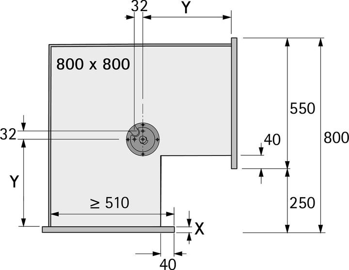 Produktbild Hettich Eckschrank-Drehbeschlag Revo 90° für 800x800 + 900x900 mm (ohne Böden) (1 Stk.)