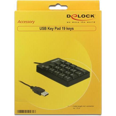 Thumbnail - Delock 12481 (Nummernblock, Kabelgebunden), Tastatur, Schwarz