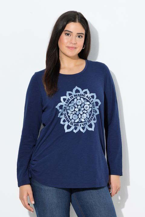 Produktbild Ulla Popken Shirt, Mandala, Rundhals, Langarm, Raffbänder (50, 52)