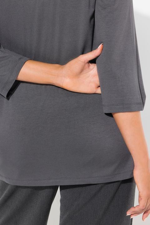 Produktbild Ulla Popken Shirt, Metallic-Druck, Wasserfall-Ausschnitt, 3/4-Arm (46, 48)