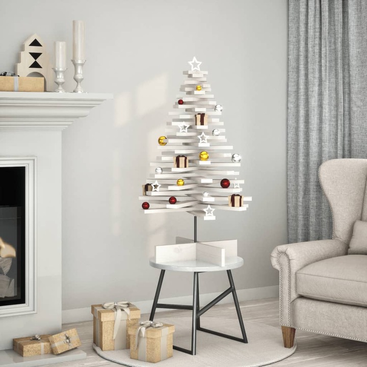Produktbild VidaXL Weihnachtsbaum Holz Tannenbaum Deko Holzbaum Weiss 100cm Massivholz Kiefer