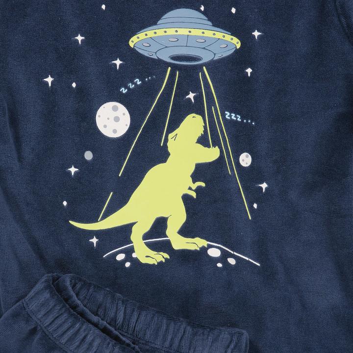 Produktbild La Redoute Collections Samtpyjama mit nachtleuchtendem Motiv (128)