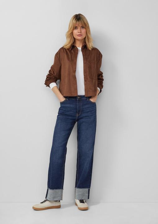 Immagine prodotto s.Oliver Bluse Verkürzte Hemdbluse in Velours-Optik (40)