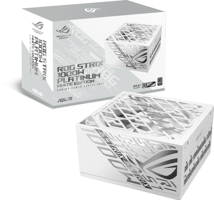 Produktbild ASUS ROG Strix 1000P White Gaming Netzteil, 80+ Platinum, Modular, 135 mm Lüfter (1000 W)