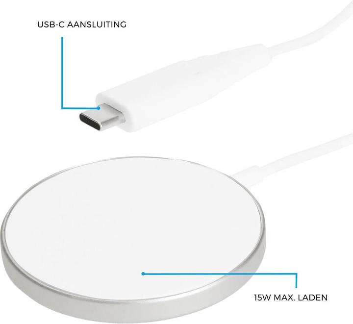 Productafbeelding Mobiparts Wireless MagSafe Compatible Charger 15W Flat White (15 W)