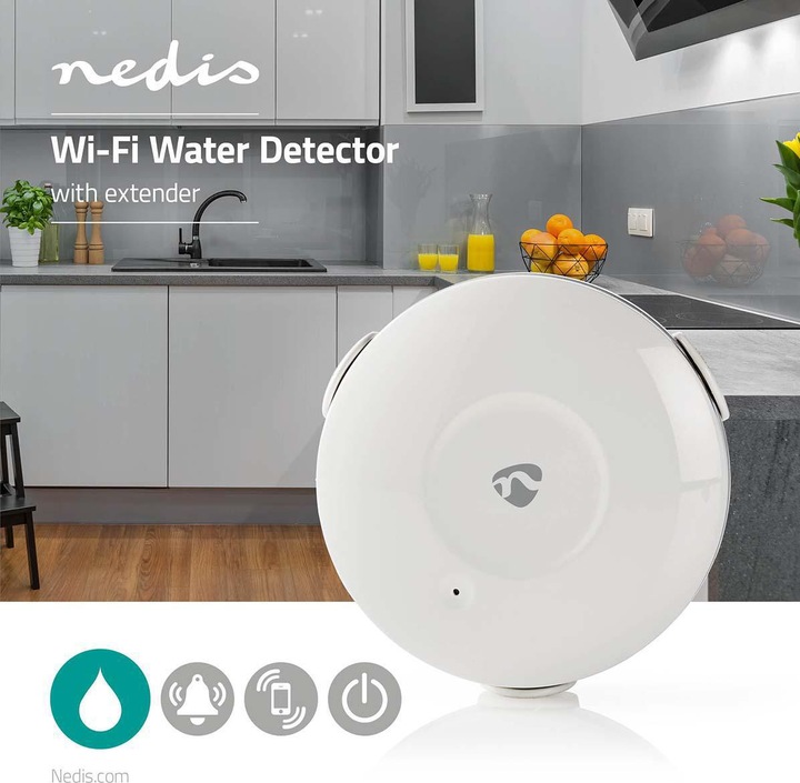 Immagine prodotto Nedis WIFIDW10WT Sensore rivelatore d'acqua e sistema di allarme Wired & Wireless
