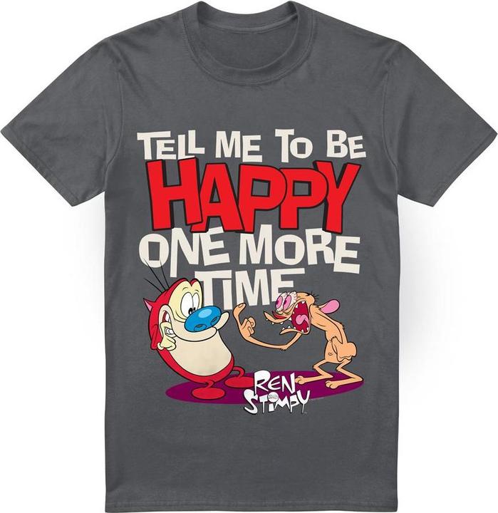 Actual product image Ren & Stimpy Mens Tell Me To Be Happy T-Shirt (4XL)