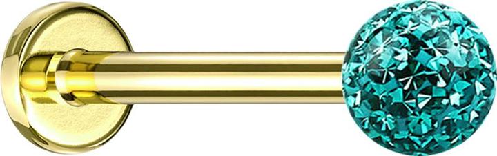 Actual product image Star Piercing Micro labret gold-plated with crystal ball turquoise epoxy protective layer (without brass, Titanium)